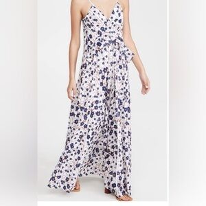 AMUR White and Blue Floral Maxi Dress